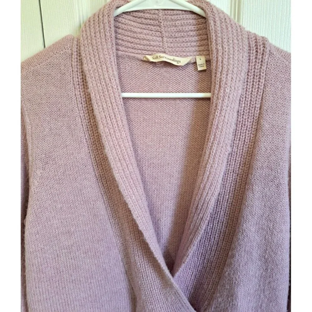 Soft Surroundings L Dusty Mauve Long Sleeve Alpaca Blend V-Neck Pullover Sweater